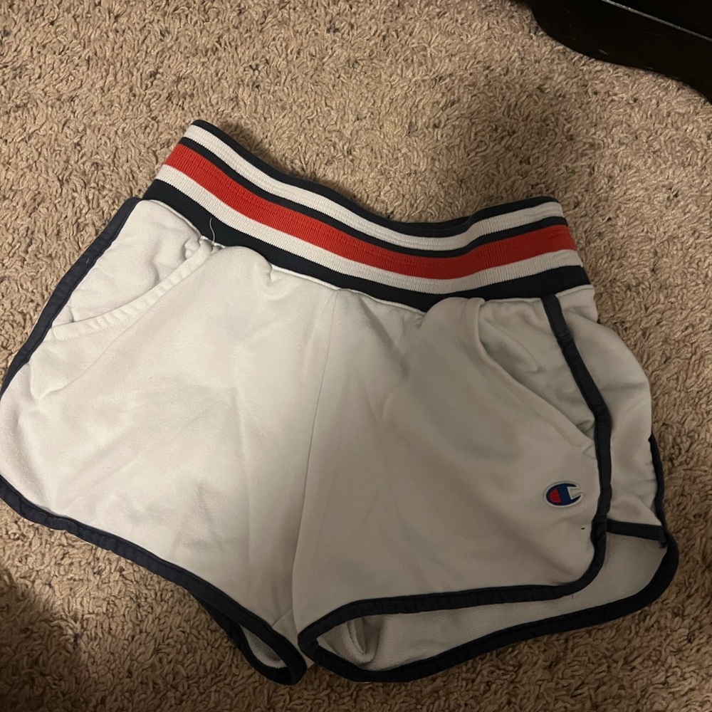 Cotton champion shorts in good condition. White, navy blue and red.